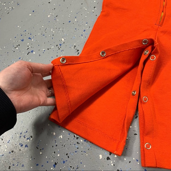 Vintage 60s Red Blue Yellow Stripe Zip Up Boiler Suit Coveralls Jumpsuit 6-9 MOS - Picture 6 of 10